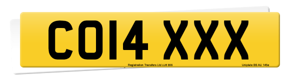 Registration number CO14 XXX